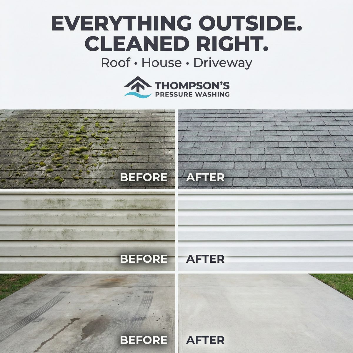 Before and after deck surface cleaning