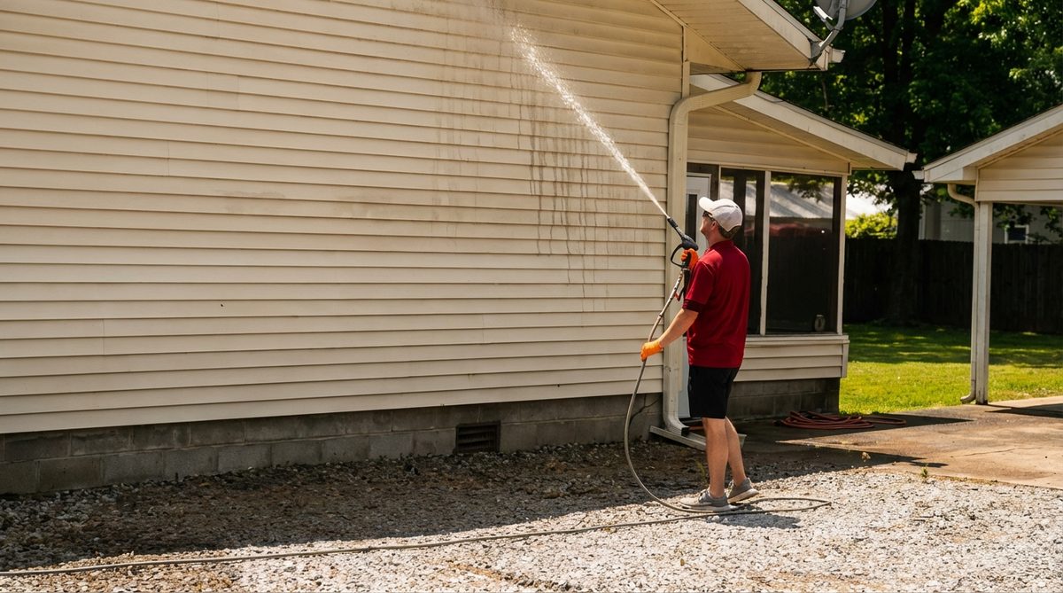 Before and after deck cleaning results in Evansville, IN