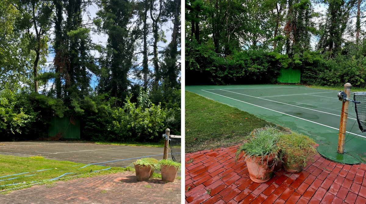 Before and after residential driveway pressure washing in the Tri-State area