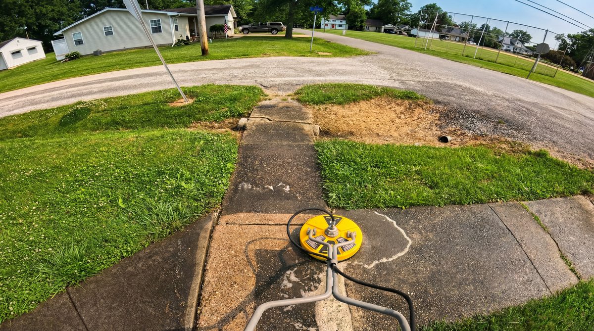 Before and after deck and patio pressure washing